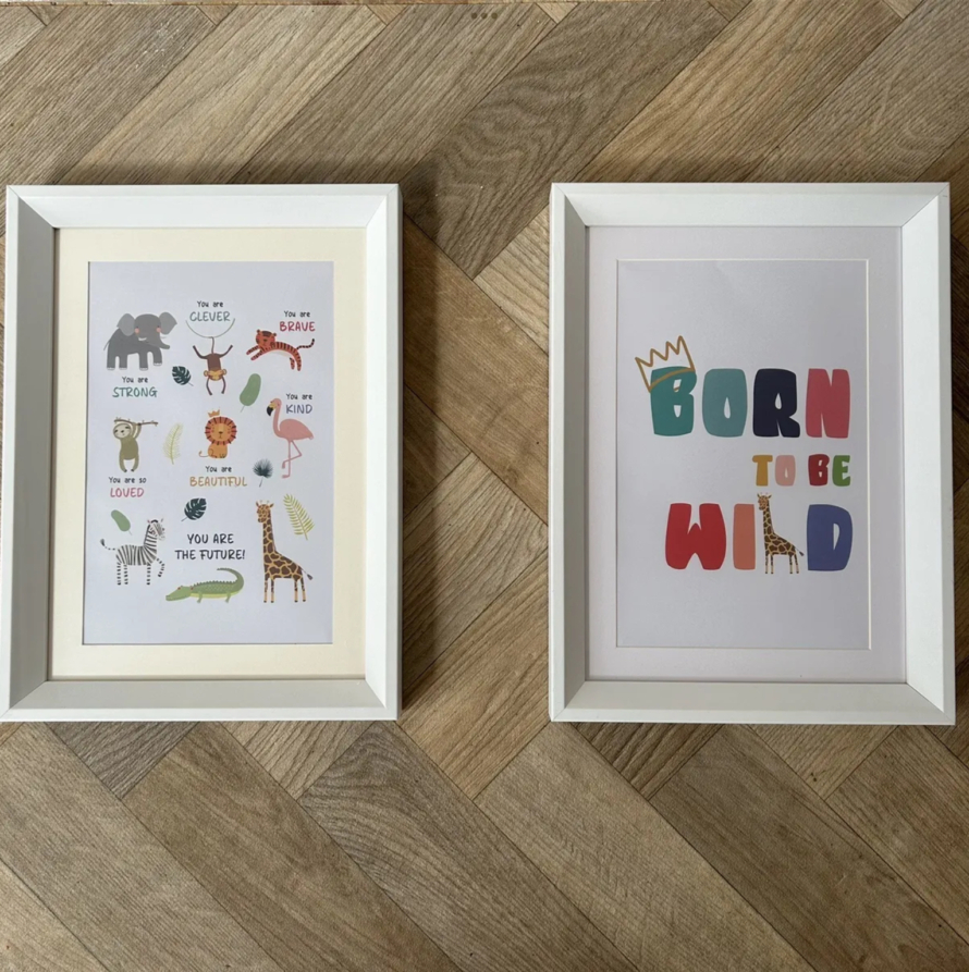 NEW Childrens Bedroom Safari Animal Photo Frame Framed Prints🦁 RRP£26 9.5”x13
