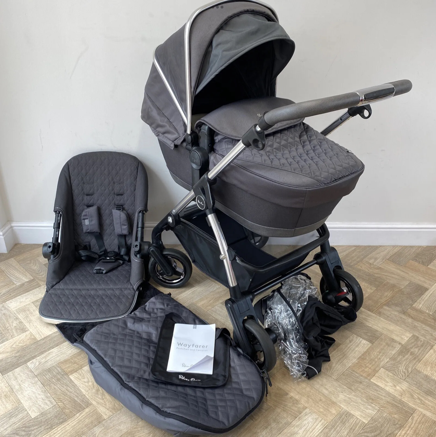 PRELOVED Silver Cross Wayfarer TRAVEL SYSTEM CLAY GREY Victoria Fiona