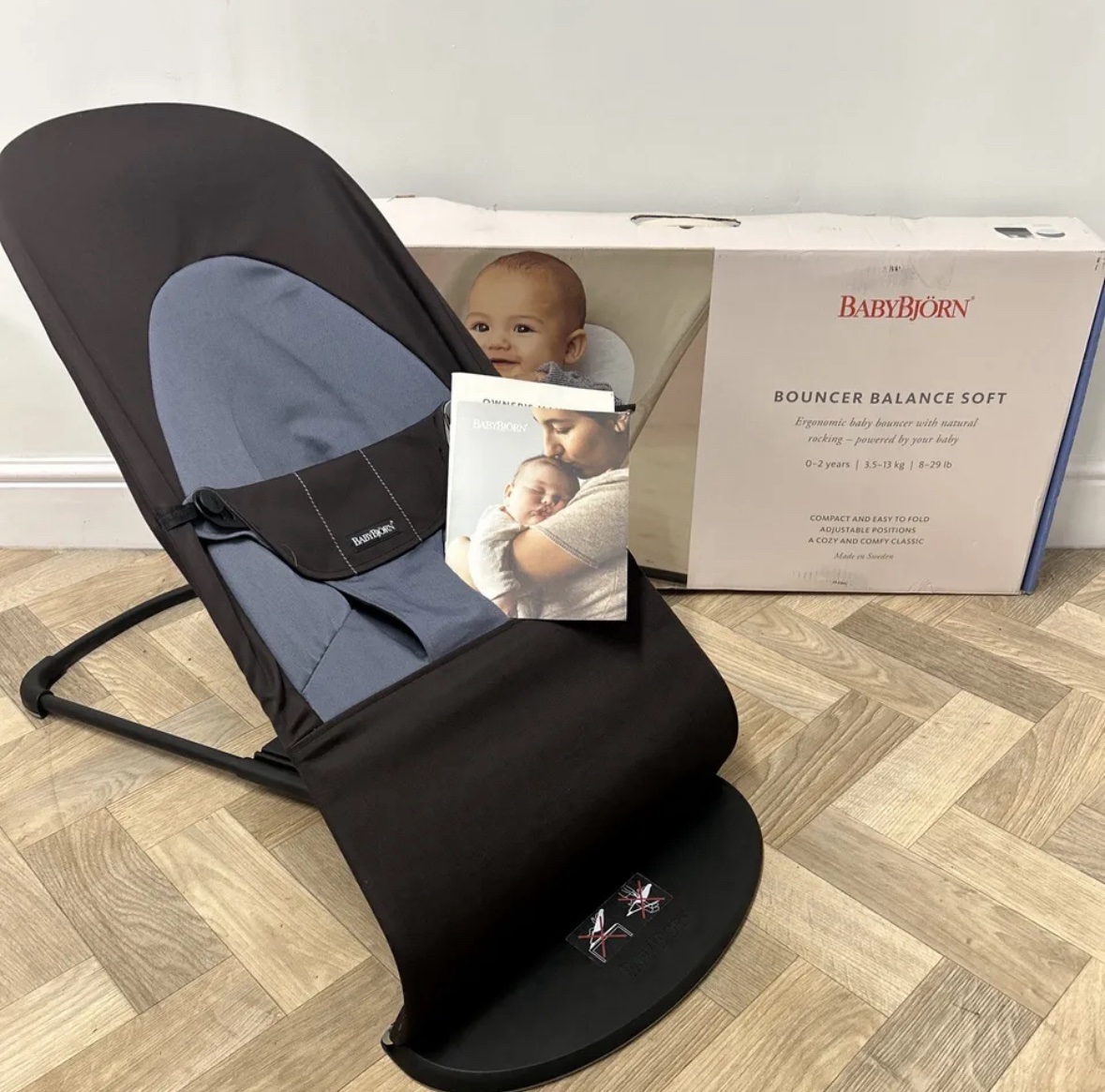 NEW Baby Björn Ergonomic Bouncer Balance Soft Black/Dark Grey Cotton