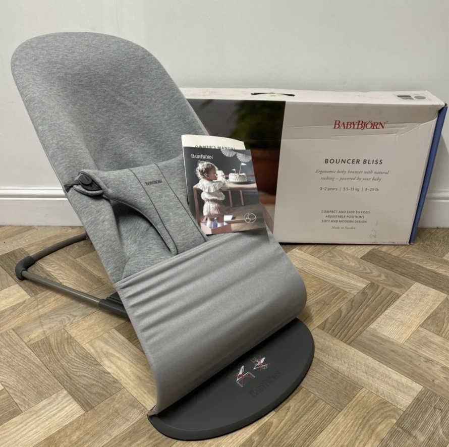 PRELOVED Baby Björn Ergonomic Bouncer Bliss - Light Grey - 3D Jersey RRP£210