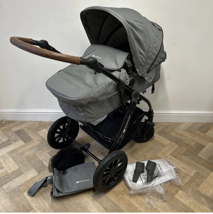 NEW Kinderkraft Moov 2 In 1 All Terrain Travel System Grey RRP £300