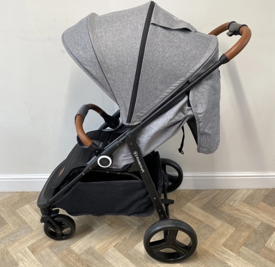 PRELOVED Kinderkraft Grande Plus Stroller Grey RRP £180 Birth-22kg with Raincover - Image 2