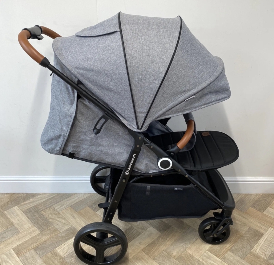 PRELOVED Kinderkraft Grande Plus Stroller Grey RRP £180 Birth-22kg with Raincover - Image 5