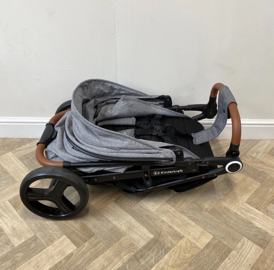 PRELOVED Kinderkraft Grande Plus Stroller Grey RRP £180 Birth-22kg with Raincover - Image 6