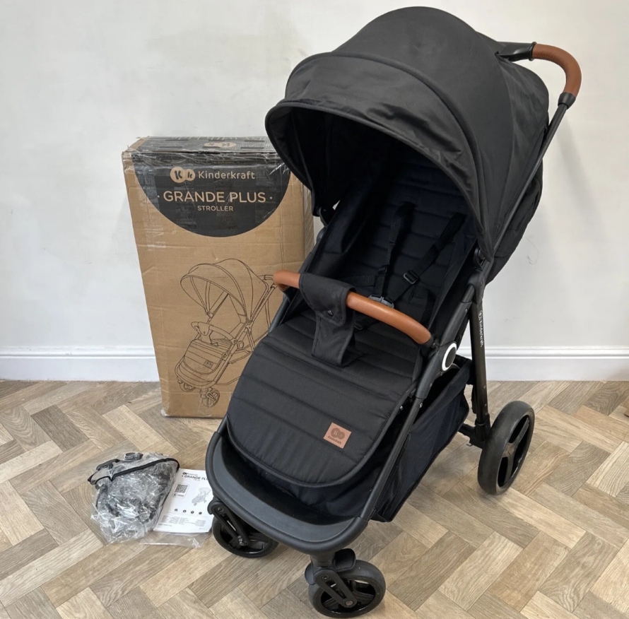 PRELOVED Kinderkraft Grande Plus Stroller Black RRP £180 Birth-22kg 📦
