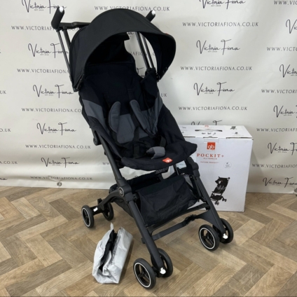 PRELOVED GB Pockit Plus All-Terrain Stroller - Velvet Black + Raincover RRP £240