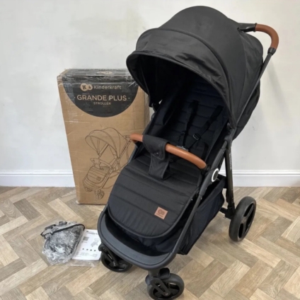 NEW Kinderkraft Grande Plus Stroller-BLACK RRP £180 Birth-22kg