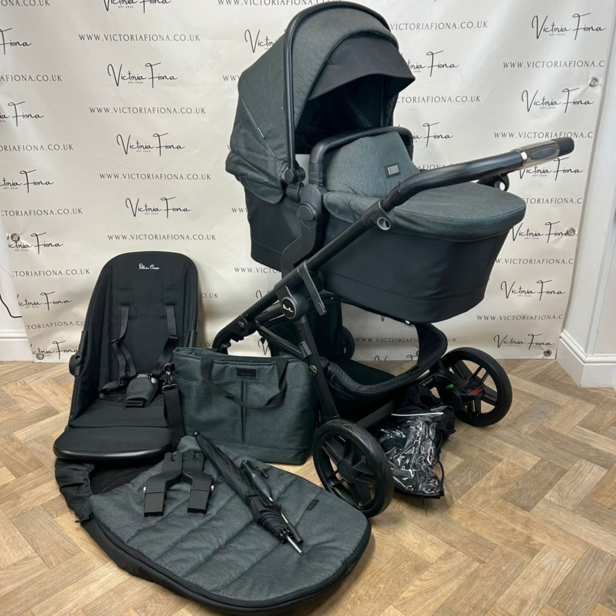 PRELOVED Silver Cross Coast Pushchair & Carrycot - FLINT GREY