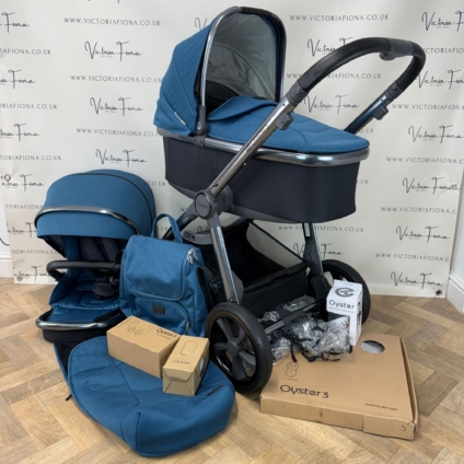 PRELOVED Babystyle Oyster 3 Pushchair & Carrycot - Kingfisher Blue