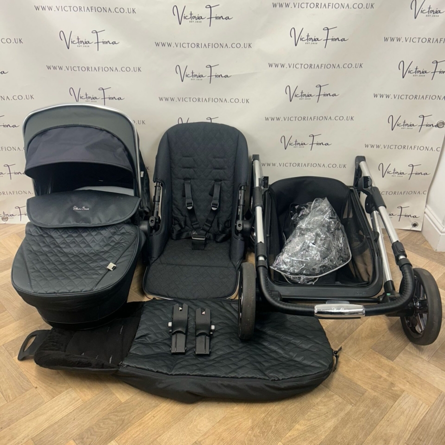 PRELOVED Silver Cross Pioneer Pushchair + Carrycot - PEPPER BLACK & CHROME - Image 7