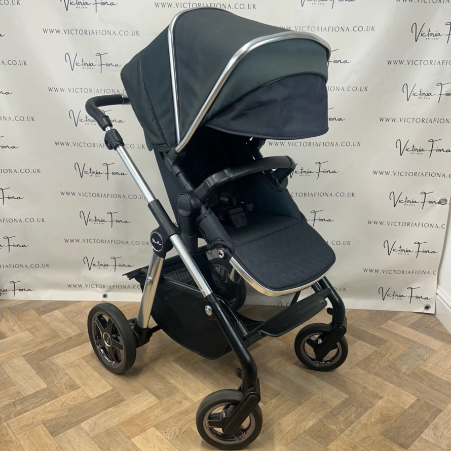 PRELOVED Silver Cross Pioneer Pushchair + Carrycot - PEPPER BLACK & CHROME - Image 6