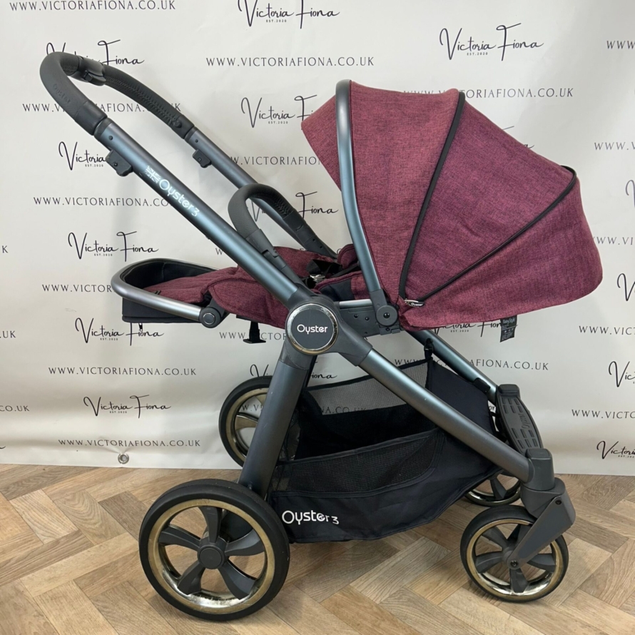 PRELOVED Babystyle Oyster 3 Pushchair & Carrycot  Travel System - 0-22kg - Berry Red - Image 6