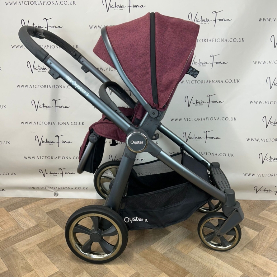 PRELOVED Babystyle Oyster 3 Pushchair & Carrycot  Travel System - 0-22kg - Berry Red - Image 5