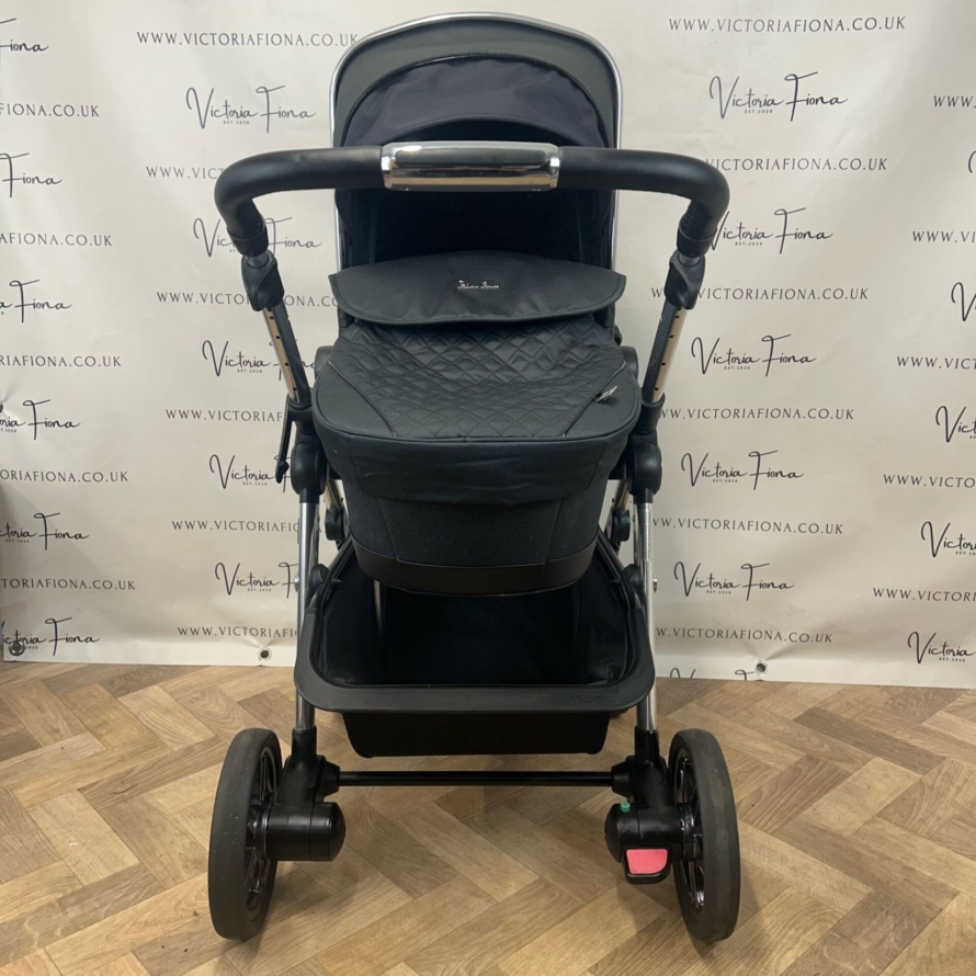 PRELOVED Silver Cross Pioneer Pushchair + Carrycot - PEPPER BLACK & CHROME - Image 2