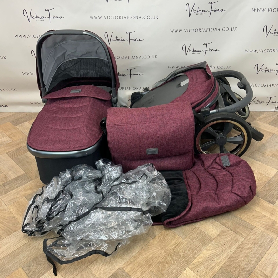 PRELOVED Babystyle Oyster 3 Pushchair & Carrycot  Travel System - 0-22kg - Berry Red - Image 8