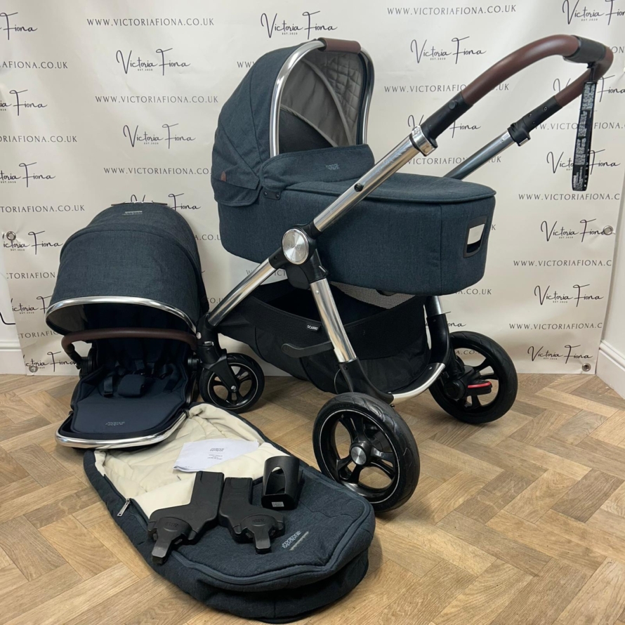 PRELOVED Mamas And Papas Ocarro Pushchair & Carrycot - Navy Flannel