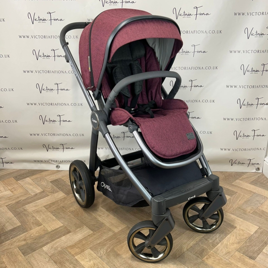 PRELOVED Babystyle Oyster 3 Pushchair & Carrycot  Travel System - 0-22kg - Berry Red - Image 7