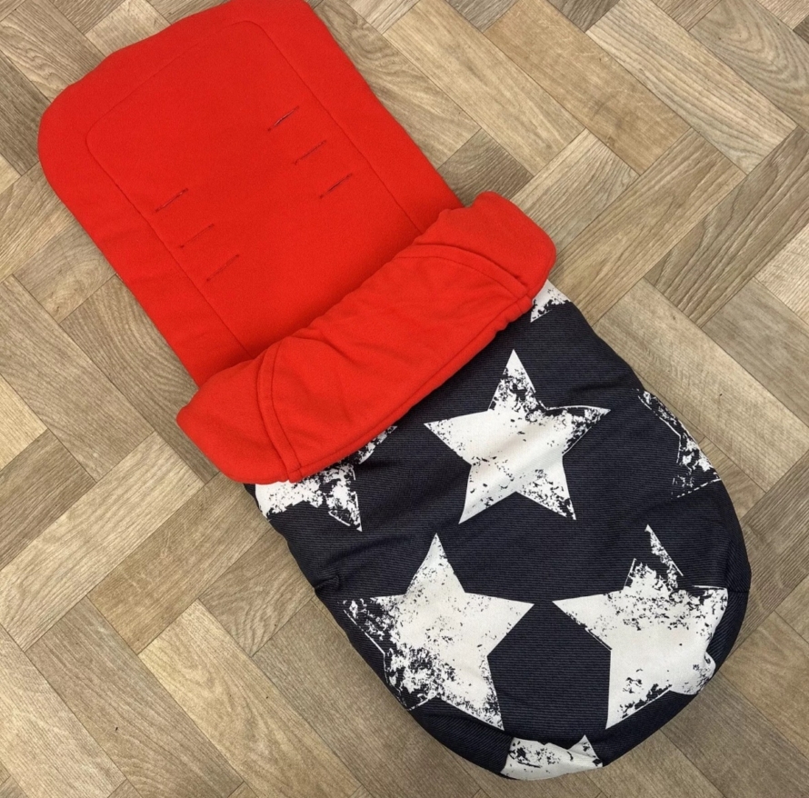 NEW Cosatto Universal Stroller Pushchair Footmuff - Hipster Grey, White & Red Star - Image 2