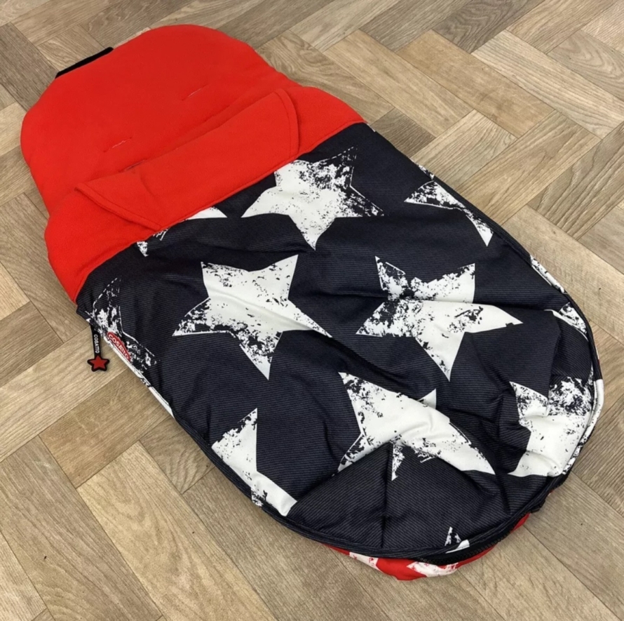 NEW Cosatto Universal Stroller Pushchair Footmuff - Hipster Grey, White & Red Star