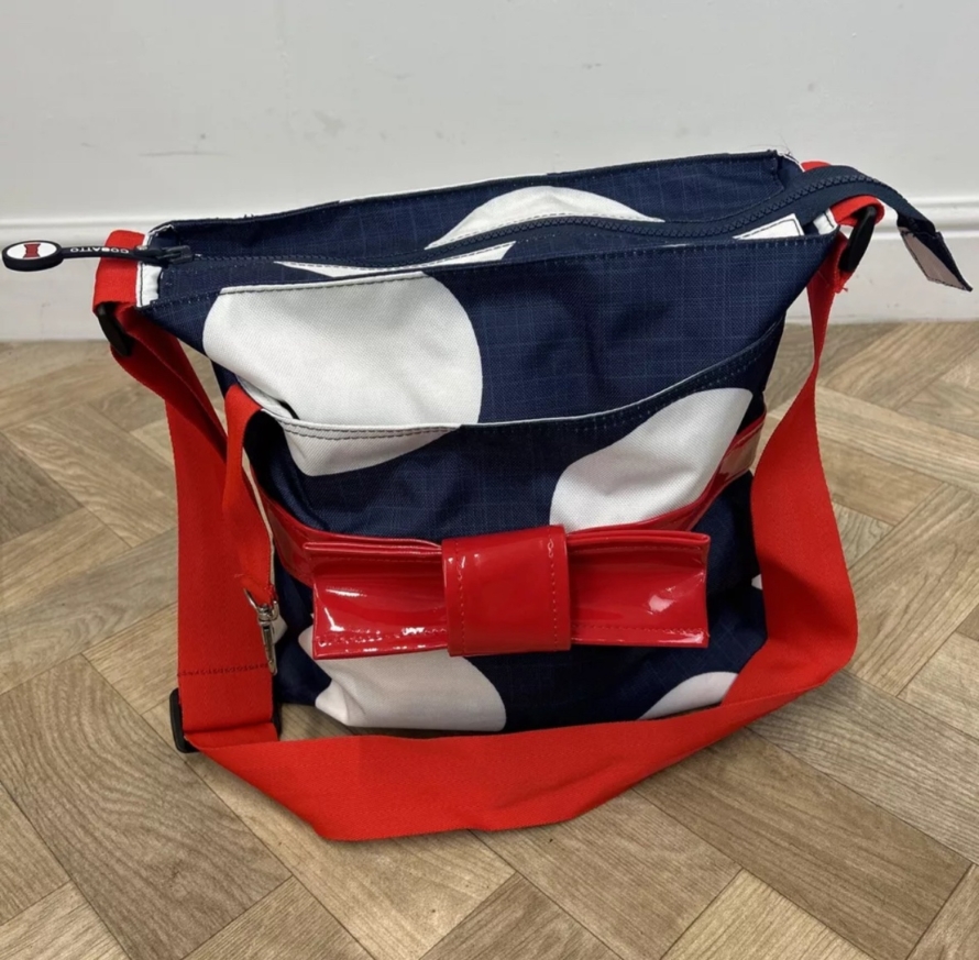 NEW Cosatto Changing Bag - Oh La La Blue & White Spot With Red Bow ❤️