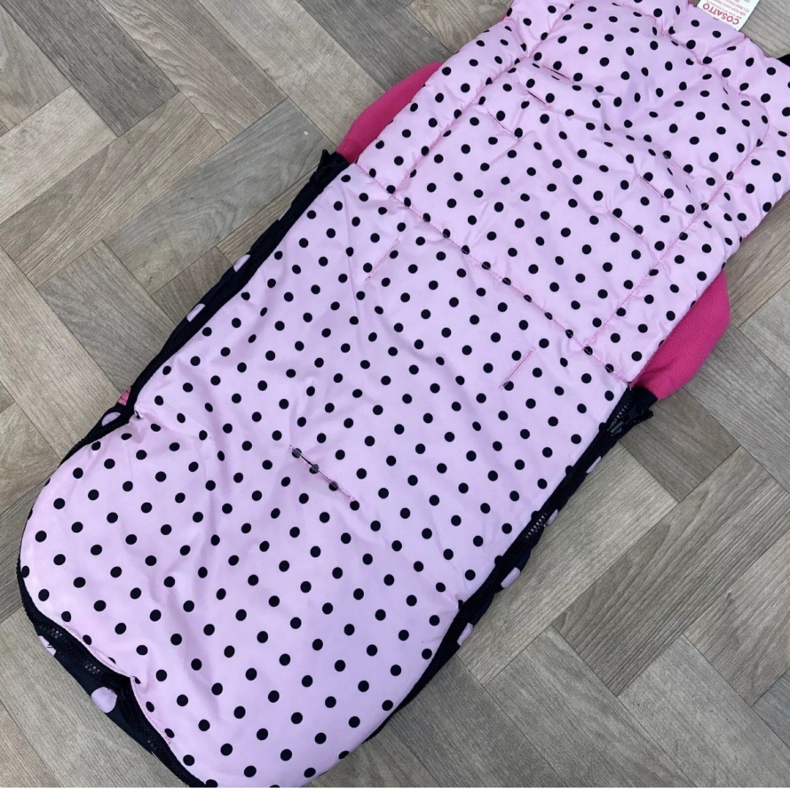 NEW Cosatto Universal Stroller Pushchair Footmuff - Black With Pink Spots And Bow 🩷 - Image 3