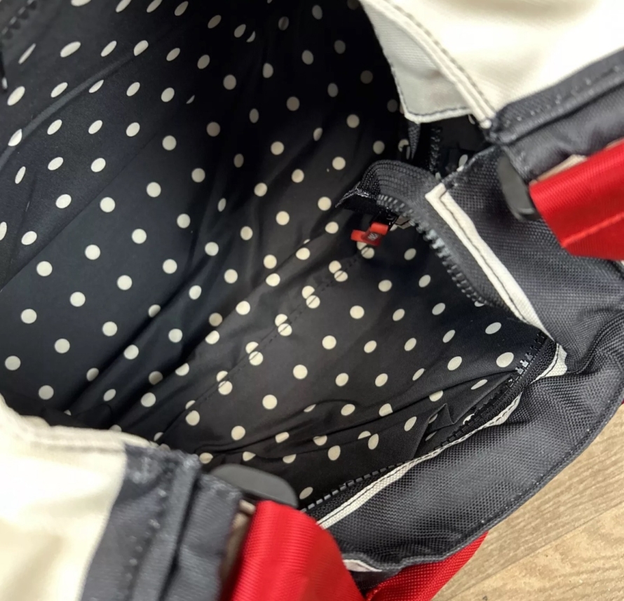 NEW Cosatto Changing Bag With Mat - Go Lightly Black & White Stripe With Red Bow ❤️ - Image 4