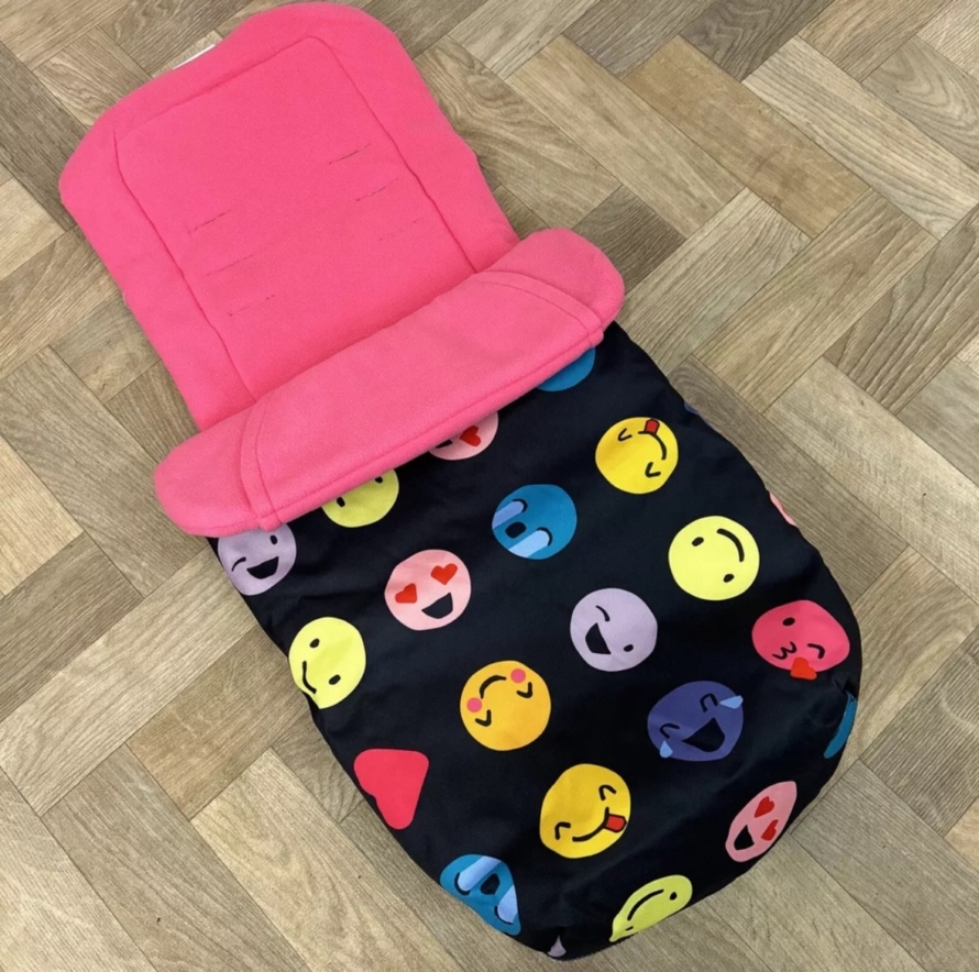 NEW Cosatto Universal Stroller Pushchair Footmuff - Black Emoji Print 😃😍