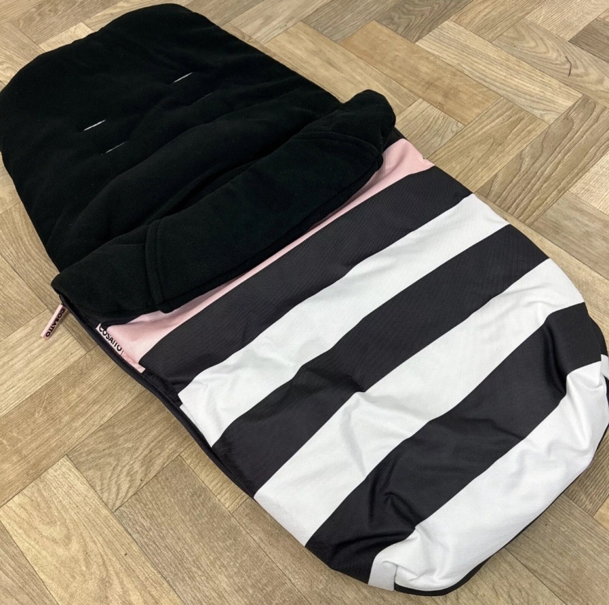 NEW Cosatto Universal Stroller Pushchair Footmuff - Black & Pink Stripe 🩷