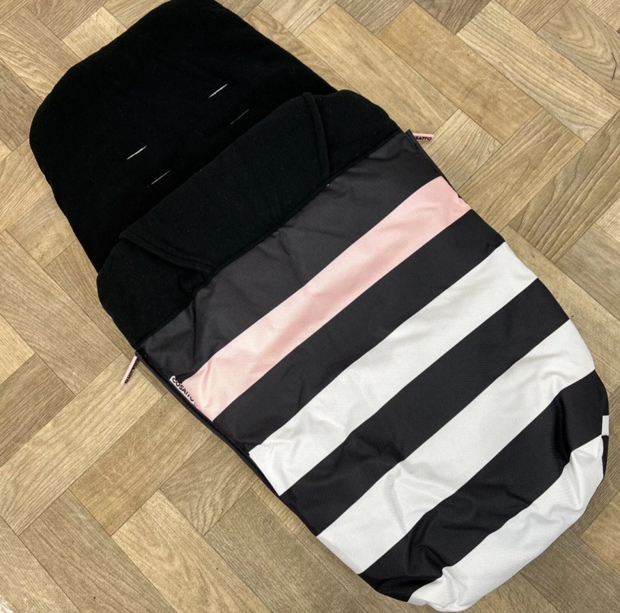 NEW Cosatto Universal Stroller Pushchair Footmuff - Black & Pink Stripe 🩷 - Image 3