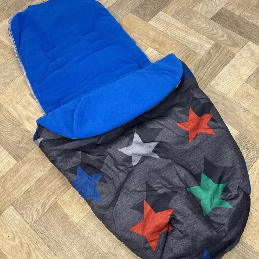 NEW Cosatto Universal Stroller Pushchair Footmuff - Megastar - Blue & Charcoal Star