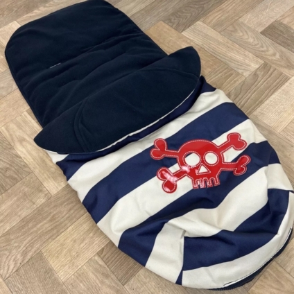 NEW Cosatto Universal Stroller Pushchair Footmuff - Blue Sailor Stripe With Skull 💀