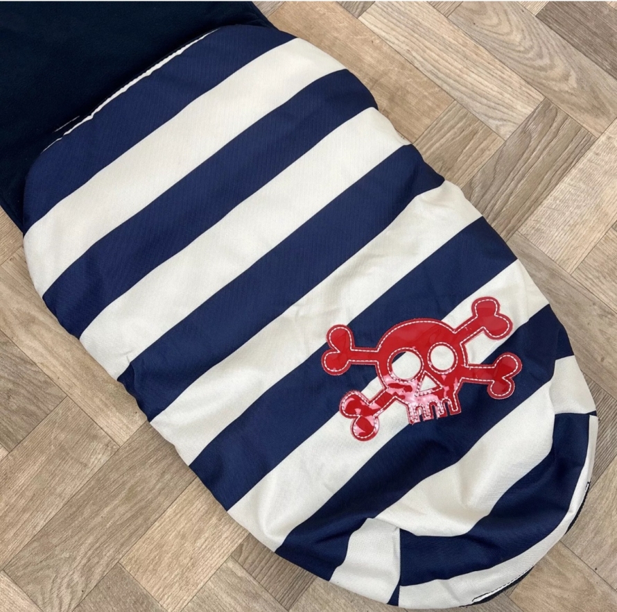 NEW Cosatto Universal Stroller Pushchair Footmuff - Blue Sailor Stripe With Skull 💀 - Image 2