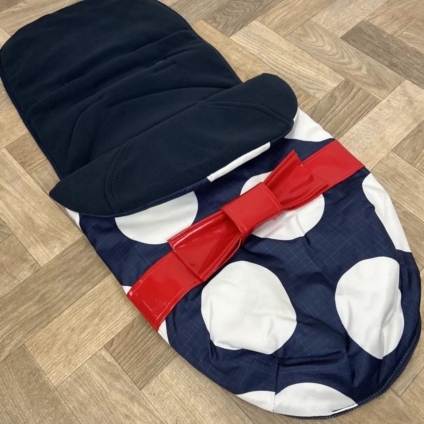 NEW Cosatto Universal Stroller Pushchair Footmuff - Oh La La Blue Spot Red Bow ❤️