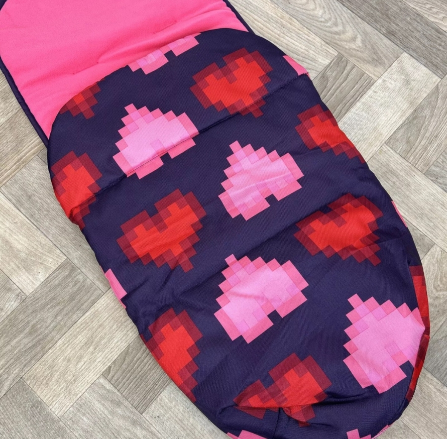 NEW Cosatto Universal Stroller Pushchair Footmuff - Purple & Pink Pixel Heart ❤️ - Image 2