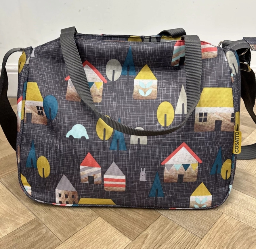 NEW Cosatto Deluxe Changing Bag With Mat - Huggee Houses - Charcoal Grey - Image 2