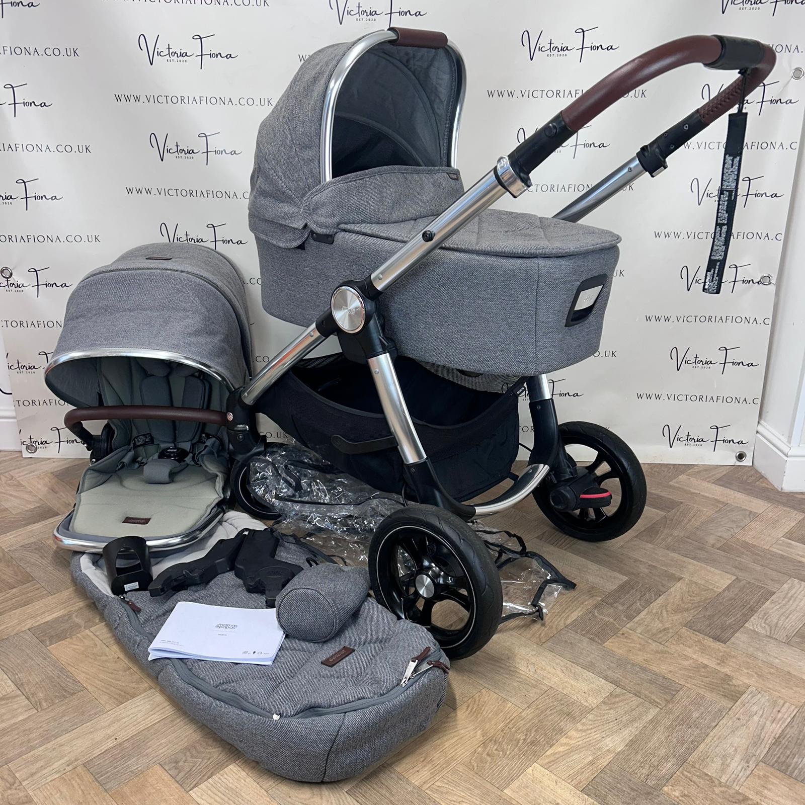 PRELOVED Mamas & Papas Ocarro Pushchair & Carrycot Travel System - Grey Twill 🩶