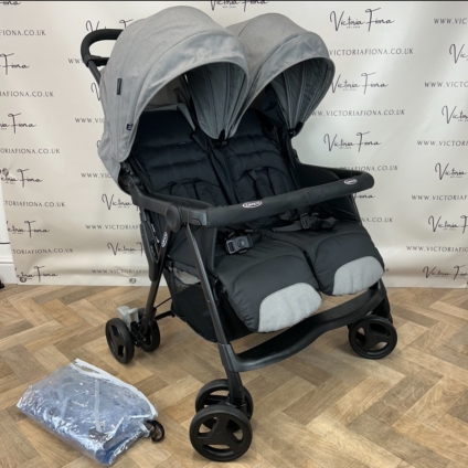 PRELOVED Graco Duo Rider Double Stroller Pushchair in Steeple Grey RRP£150