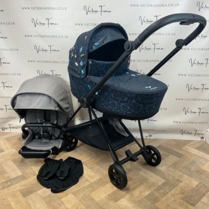 PRELOVED Cybex Mios Pushchair & Carrycot - Black Chassis with Grey Seat & Jewels of Nature Carrycot 🪲