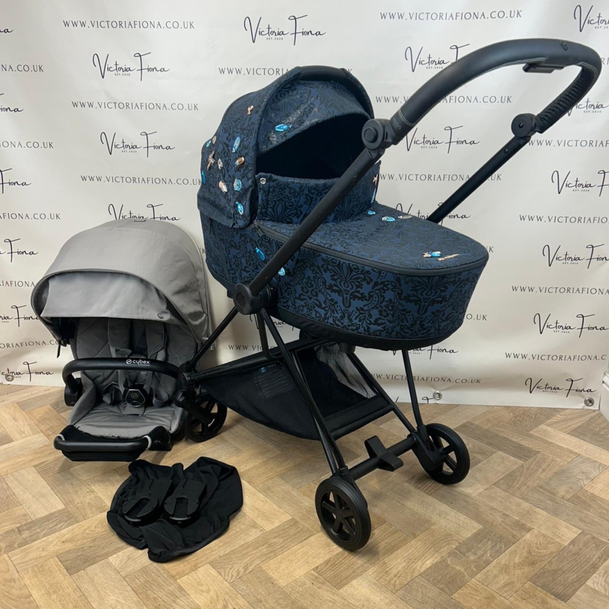 PRELOVED Cybex Mios Pushchair & Carrycot - Black Chassis with Grey Seat & Jewels of Nature Carrycot 🪲