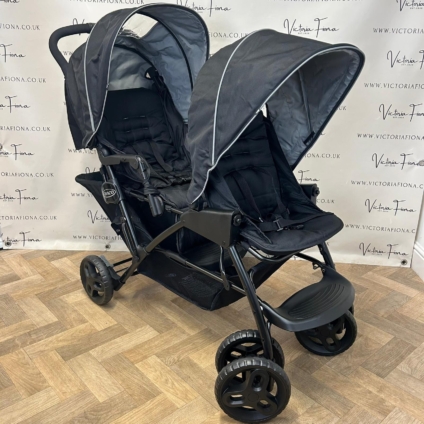 PRELOVED Graco Stadium Duo Tandem Double Stroller Pushchair - Black RRP£200