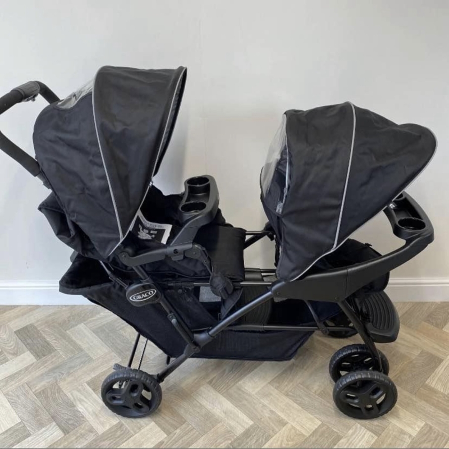 NEW Graco Stadium Duo Tandem Double Stroller Pushchair - Black RRP£200 - Image 2