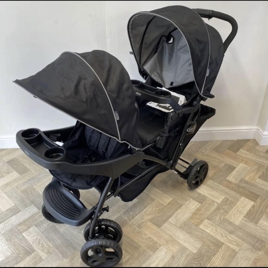 NEW Graco Stadium Duo Tandem Double Stroller Pushchair - Black RRP£200 - Image 3
