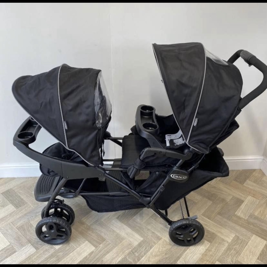 NEW Graco Stadium Duo Tandem Double Stroller Pushchair - Black RRP£200 - Image 4