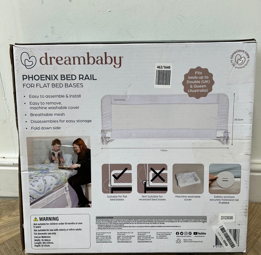 NEW Dream baby Phoenix Bed Rail - White - Image 3