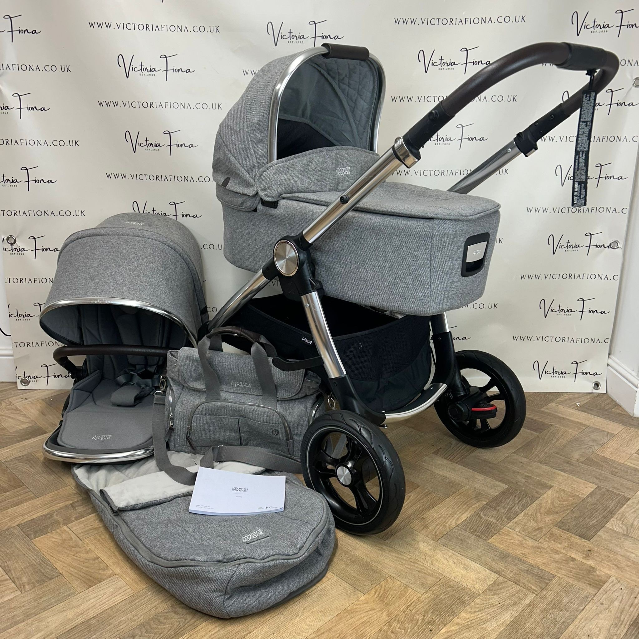 PRELOVED Mamas & Papas Ocarro Travel System Pushchair & Carrycot - Woven Grey