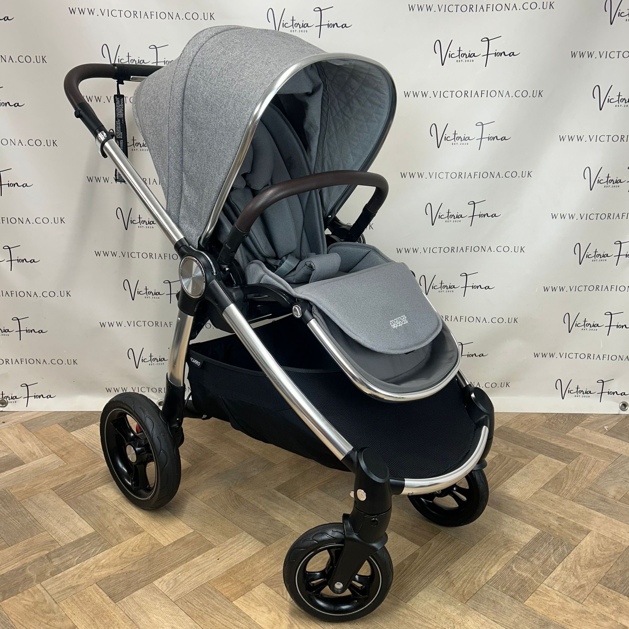 PRELOVED Mamas & Papas Ocarro Travel System Pushchair & Carrycot - Woven Grey - Image 9