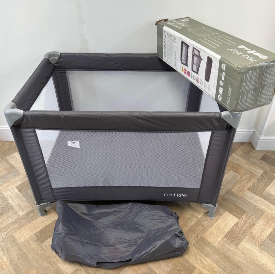 NEW Red Kite Sleep Tight Travel Cot - Grey RRP£37