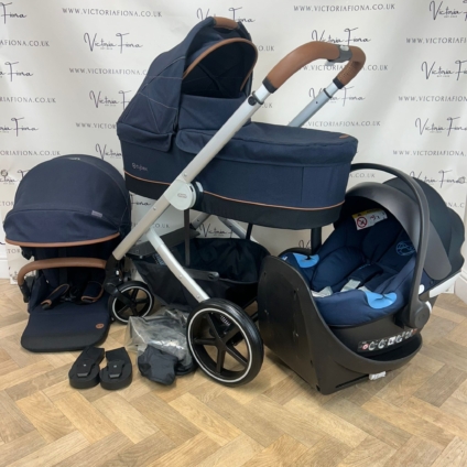 PRELOVED Cybex Balios S Carrycot, Pushchair & Car Seat - Navy Blue