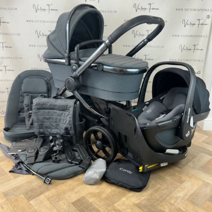 PRELOVED iCandy Peach 7 Pushchair with Maxi Cosi 360 Car Seat & Isofix - DARK GREY RRP£1983