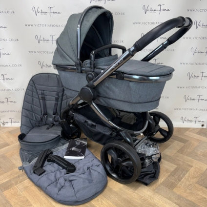 PRELOVED iCandy Peach 6 Pushchair & Carrycot - Dark Grey Twill